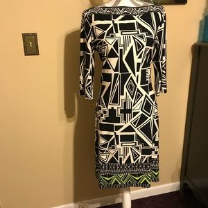 Donna Morgan black/white geometric- print dress